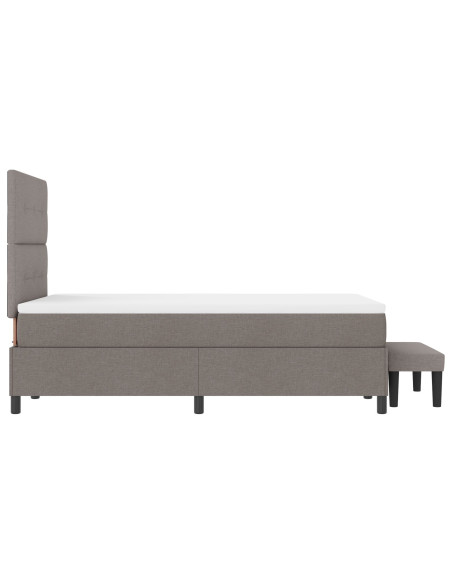 Letto Box Spring  con Materasso & Panca Taupe 120x200 cm Tessuto