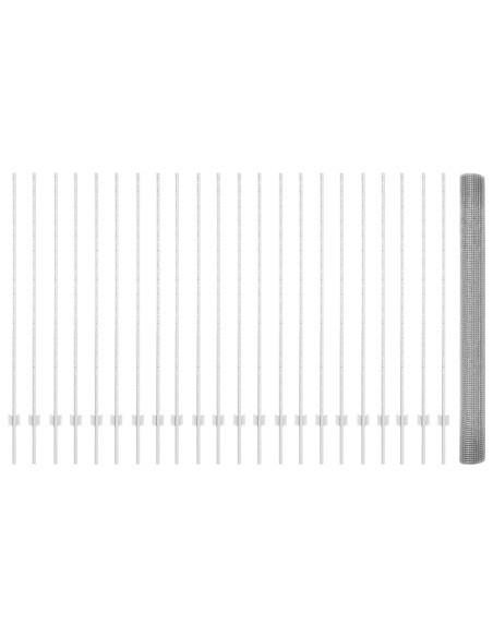 Recinzione Filo Saldato  con 44 Posti U Argento 1.5x50 m Acciaio