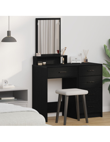 Tavolo da Trucco Rovere Nero 50 x 41 x 140 cm Legno multistrato