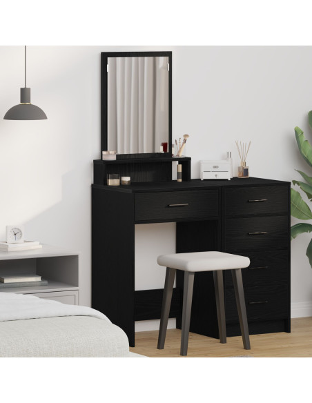 Tavolo da trucco  con cassetti, Nero Rovere, 50x41x140 cm