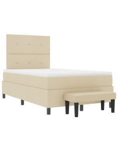 Letto a molle con materasso Crema 120 x 200 cm Tessuto 2
