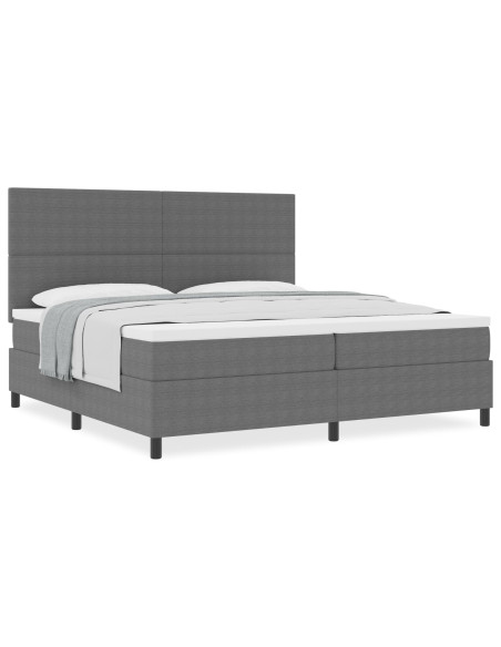Letto a Rete  con Materasso Grigio Chiaro 200x200 cm Tessuto di Corduroy