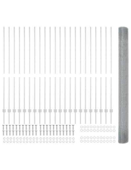 Recinzione Filo Saldato  con 44 Posti U Argento 1.5x50 m Acciaio