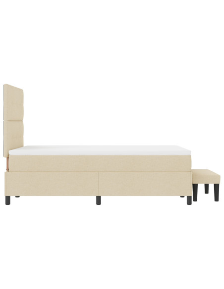 Letto box spring con materasso e panchina crema 120x200 cm tessuto