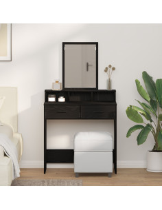 Tavolo da Trucco Rovere Nero 79 x 41 x 140 cm Legno multistrato