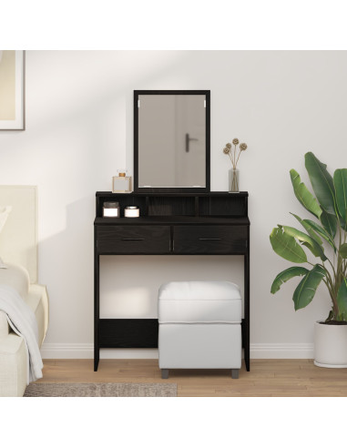 Tavolo da Trucco Rovere Nero 79 x 41 x 140 cm Legno multistrato