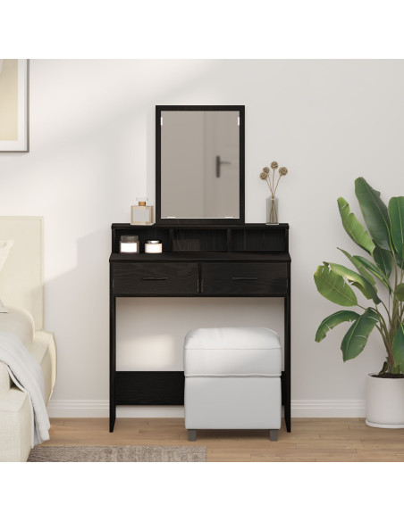 Tavolo da Vanity  Rovere Nero MDF e vetro 79 x 41 x 140 cm