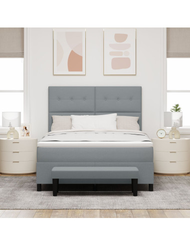 Letto a molle con materasso Grigio chiaro 140 x 200 cm Tessuto