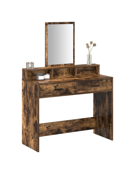 Tavolo da toeletta  con cassetti in rovere affumicato 100x41x140 cm