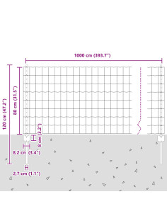 Recinzione con Posto Argento 0,8 x 10 m Acciaio 2