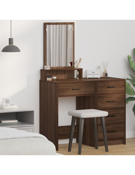 Tavolo da trucco  con cassetti in rovere marrone 50x41x140 cm