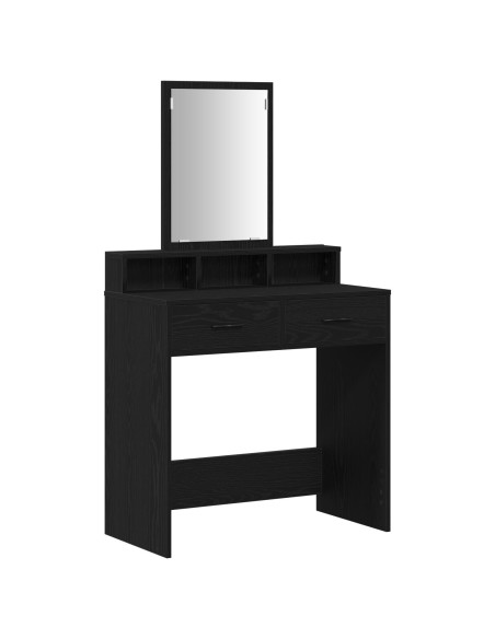 Tavolo da Vanity  Rovere Nero MDF e vetro 79 x 41 x 140 cm