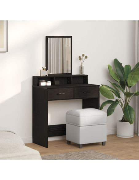 Tavolo da Vanity  Rovere Nero MDF e vetro 79 x 41 x 140 cm