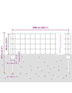 Recinzione con Posto Argento 0,4 x 10 m Acciaio 2