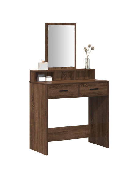 Tavolo da Trucco con Cassetti in Marrone Rovere 79x41x140 cm