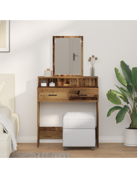 Tavolo da Trucco con Cassetti in Legno Antico 79x41x140 cm