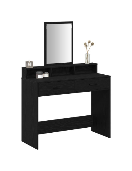 Toeletta  con cassetti Nero Rovere 100x41x140 cm