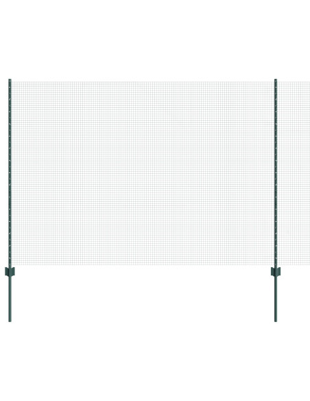 Recinzione in filo saldato con 11 pali a U Verde 1.5x25 m Acciaio