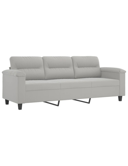 Set Divani 4 pz con Cuscini Grigio Chiaro in Tessuto Microfibra