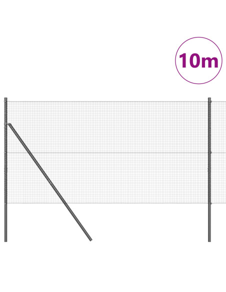 Set di Pali da Recinzione Grigio Set di 2 Grigio Metallo 10 x 1 m
