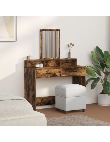 Tavolo da toeletta  con cassetti in rovere affumicato 100x41x140 cm