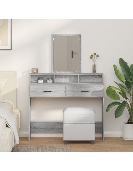 Tavolo da trucco con cassetti Grigio Sonoma 100x41x140 cm