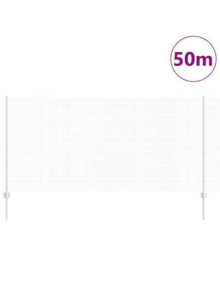 Recinzione in Rete Saldato  con 44 Pali U Argento 1.2x50 m Acciaio