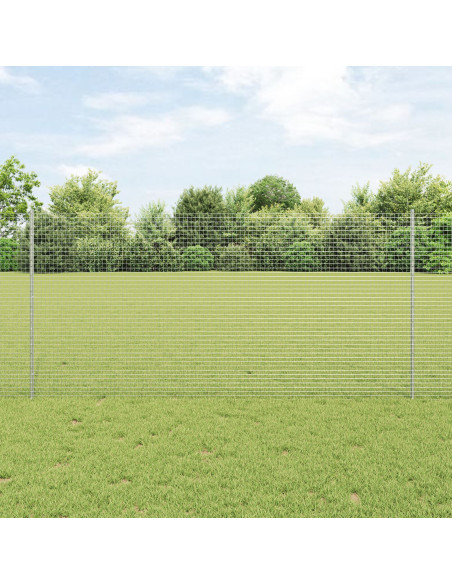 Recinzione in Rete Saldato  con 44 Pali U Argento 1.2x50 m Acciaio