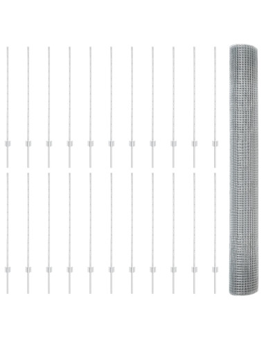Recinzione con Posto Argento 1,2 x 50 m Acciaio