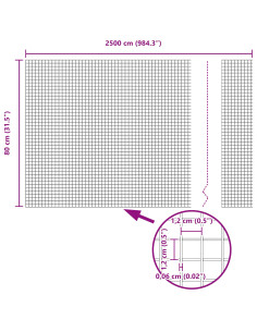 Recinzione con Posto Argento 0,8 x 25 m Acciaio