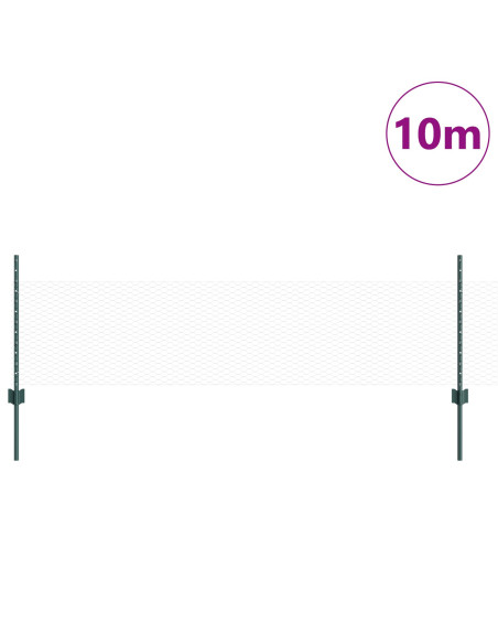 Pali per Recinzione  11 pcs U-Channel Verdi 60 cm in Acciaio, Recinzione Esagonale Verde 0.5x10 m in Acciaio