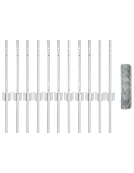 Recinzione in rete saldata  con 11 posti a U Argento 0.4x25 m Acciaio