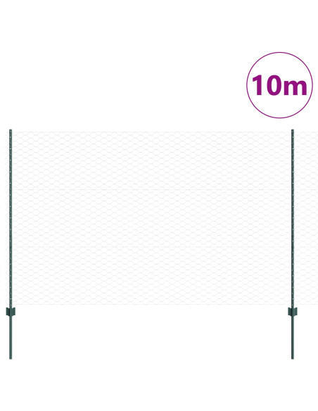 Pali da Recinzione  5 pz U-Channel Verde 150 cm Acciaio, Recinzione Esagonale  Verde 1,5x10 m Acciaio