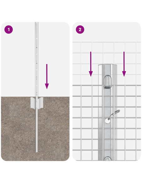 Recinzione in Rete Saldata  con 11 Post U Argento 0.6x25 m Acciaio