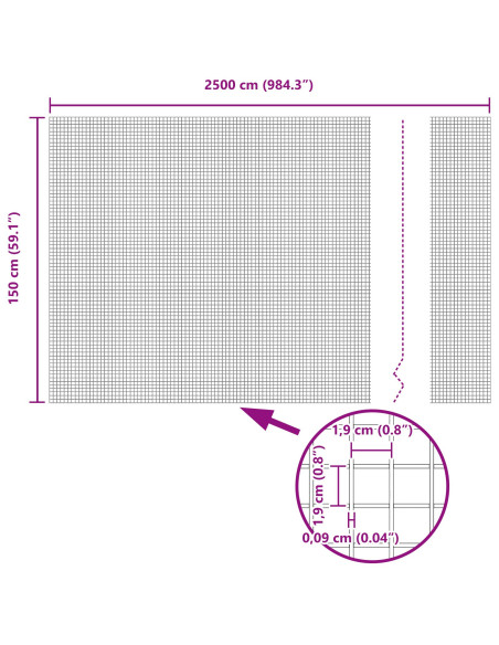 Recinzione in rete saldata  con 11 pali a U verde 1.5x25 m in acciaio