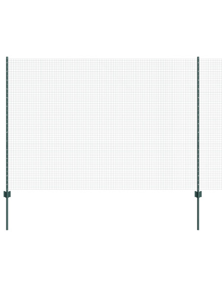 Recinzione in rete saldata  con 11 pali a U verde 1.5x25 m in acciaio