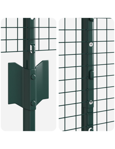 Recinzione in rete saldata  con 11 pali a U verde 1.5x25 m in acciaio