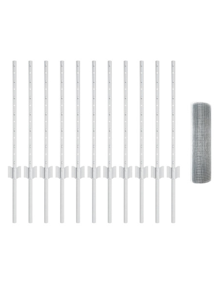 Recinzione in rete saldata  con 10 pali a U Argento 0.6x25 m Acciaio