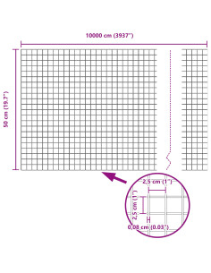 Recinzione con Posto Argento 0,5 x 100 m Acciaio