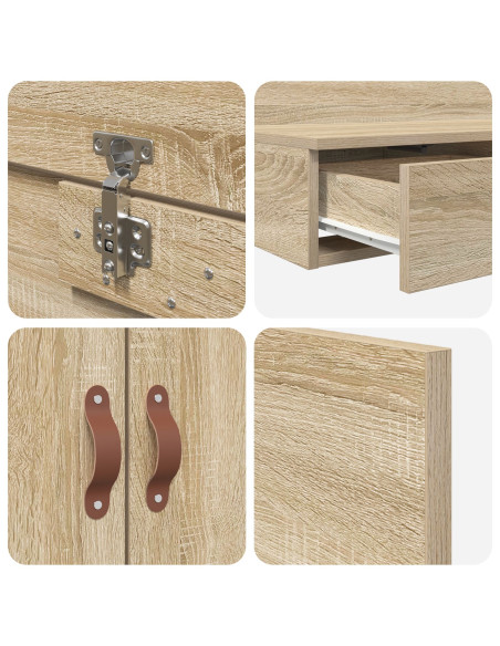 Struttura letto con contenitore Rovere Sonoma 75 cm