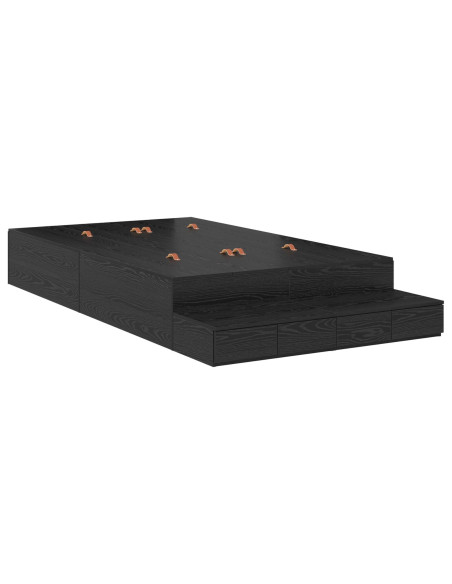 Struttura letto con contenitore con cassetto Rovere Nero 120 cm