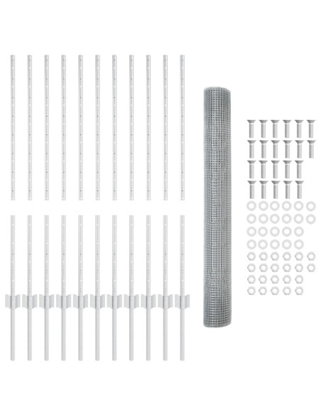 Recinzione in Filo Saldato  con 22 Post U Argento 1x25 m Acciaio