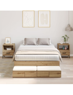 Struttura letto con contenitore Rovere artigianale 120 cm