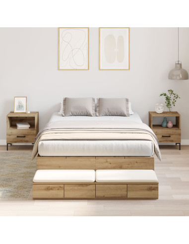 Struttura letto con contenitore Rovere artigianale 120 cm