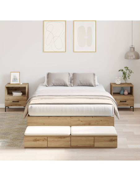 Struttura letto con contenitore Rovere artigianale 120 cm