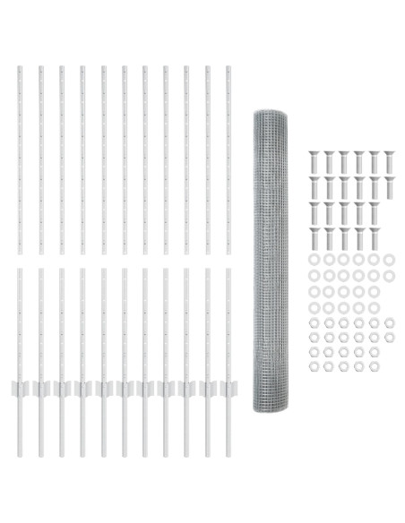 Recinzione in filo saldato  con 22 pali U Argento 1.2x25 m Acciaio