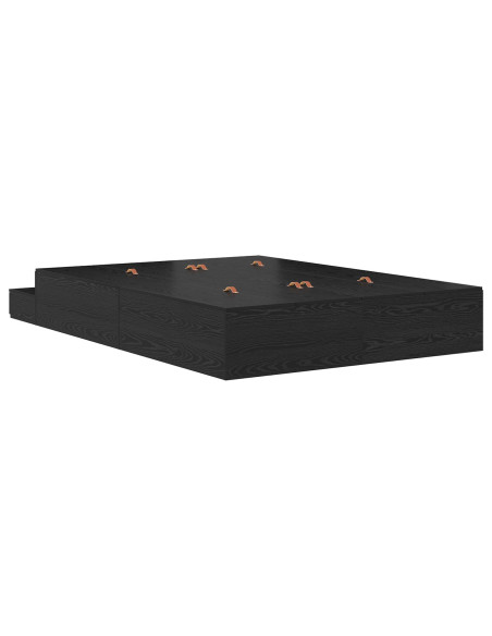 Struttura Letto con Contenitore  Rovere Nero Legno ingegnerizzato