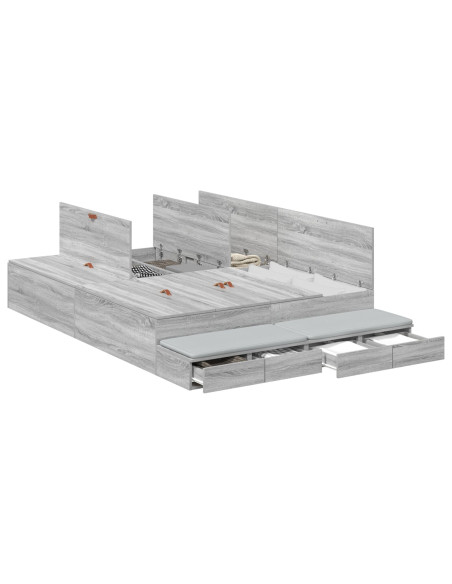 Struttura letto con contenitore  Grigia sonoma Legno ingegnerizzato