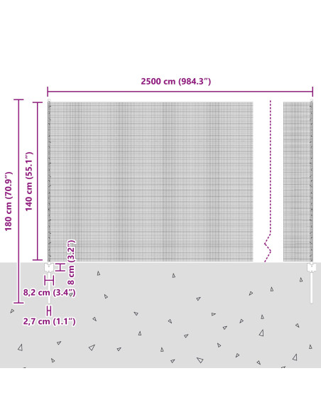 Recinto in rete saldata  con 22 pali a U Argento 1.4x25 m Acciaio