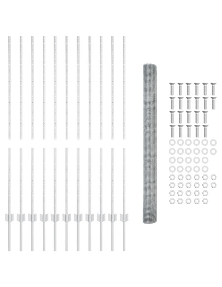 Recinto in rete saldata  con 22 pali a U Argento 1.4x25 m Acciaio